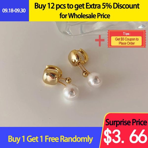 

dangle & chandelier aensoa elegant hanging imitation pearls gold color ring metal hollow design finger rings for women girls exaggeration je, Silver