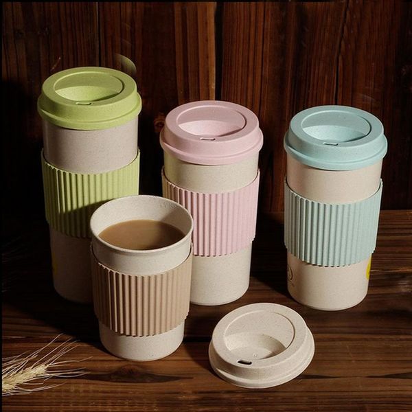 

water bottles 1pcs double wall insulated travel mug coffee cup non-slip sleeve 350/450/550ml