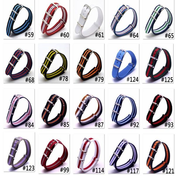 

watch bands wholesale stripe solid strap 18 mm multicolor army nato nylon 18mm, Black;brown