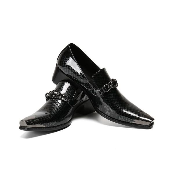 

dress shoes fashion business office formal men increase height genuine leather wedding party slip on oxfords, Black
