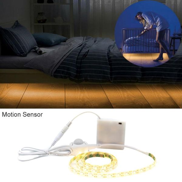 

battery operated led strip light motion sensor 5v smd 2835 5m powered stripe tape pir infrared cabinet night strips