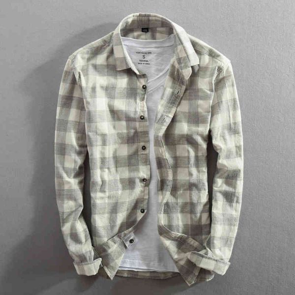 

spring and autumn vintage china style classic plaid cotton long sleeve blue male casual slim fit shirt import clothes 200925, White;black
