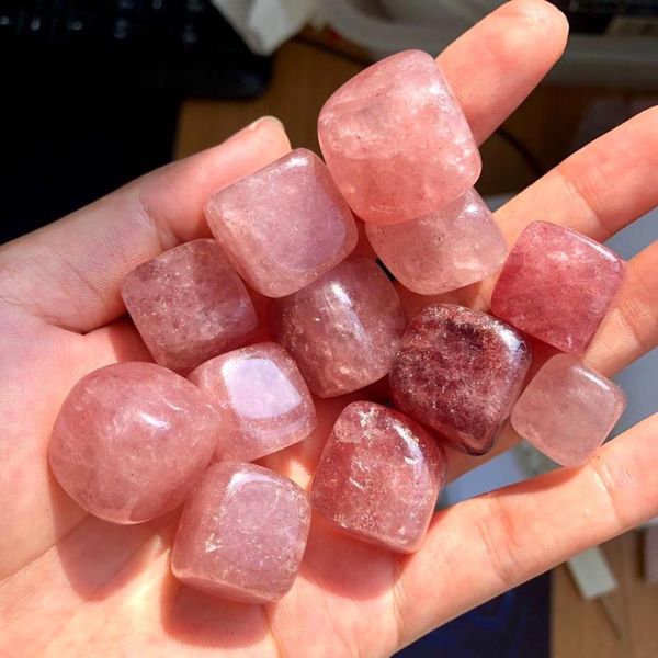 

decorative objects & figurines 100g natural strawberry crystal gravel round stone accessories fish tank flower pot