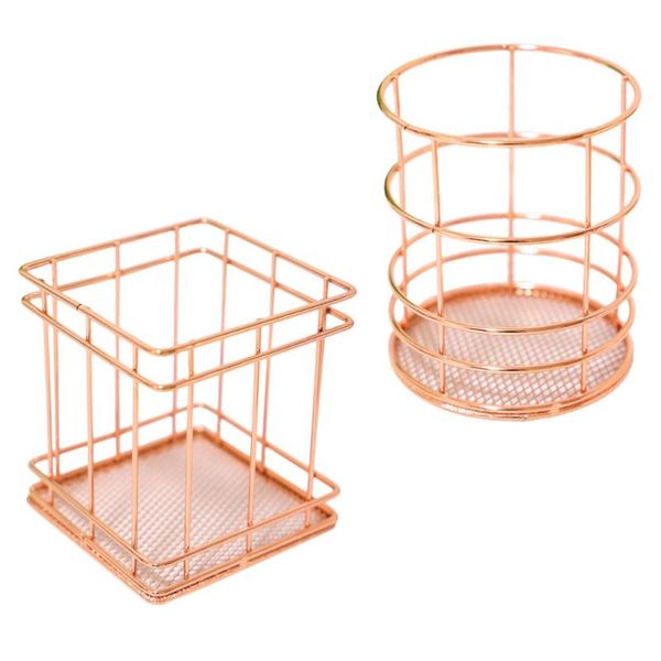 

storage baskets 2pcs home basket iron art container rose gold