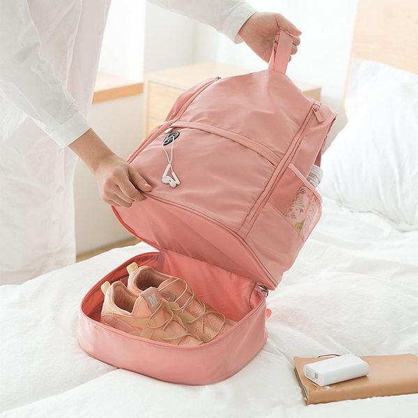 

duffel bags women waterproof travel backpack bag pink dry wet separate organizer large capacity back pack weekend