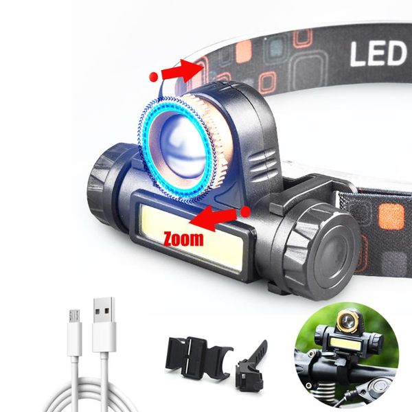 

mini rechargeable head light waterproof rotating zoom headlamp high power built-in 18650 battery outdoor camping bicycle headlamps