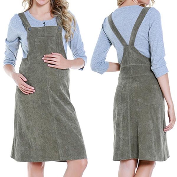 

maternity dresses sale women for pregnant pregnancy corduroy nursing solid breastfeeding strap dress suspender skirt d30, White