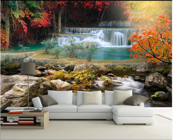 

wallpapers custom mural 3d wall on the beautiful scenery of forest waterfall home decor po wallpaper for living room
