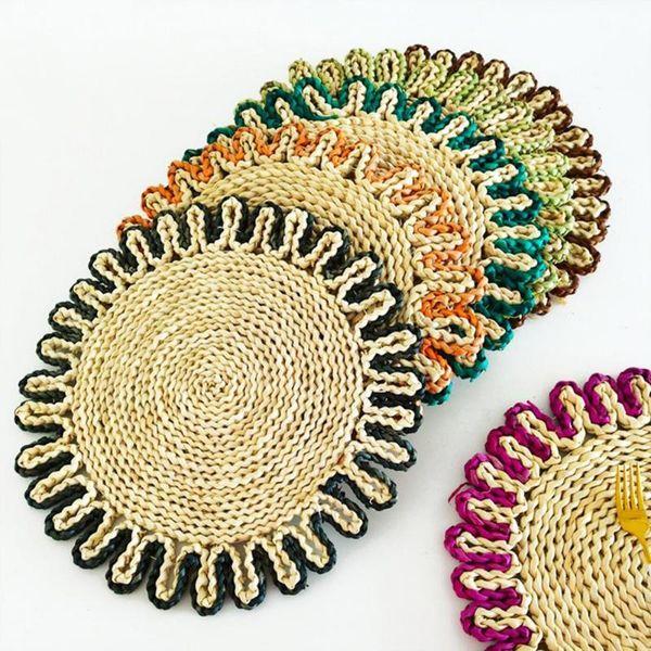 

mats & pads natural modern non-slip heat insulation round placemats colorful table fine workmanship for bar