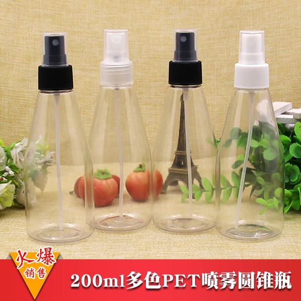 

200ml transparent cone pet spray bottle plastic dispensing 10pcs/lot storage bottles & jars