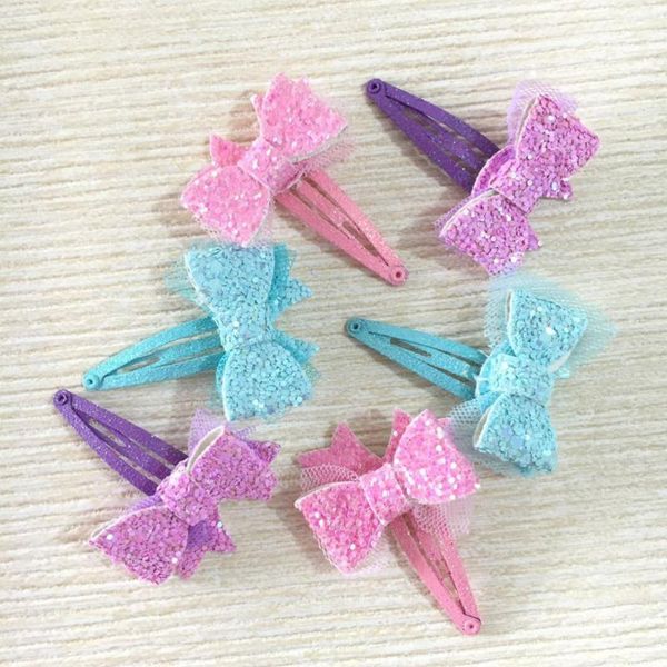 

pairs glittering sequin hair clips lace bowknot hairpins barrettes jewelry for girls