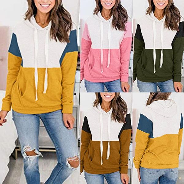 

women's hoodies & sweatshirts fashion women autumn long sleeve hoodie sweatshirt patchwork harajuku pullover tunic casual daily o-neck, Black