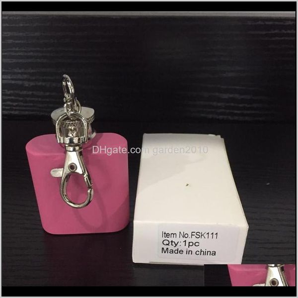 Flaschen Rosa Farbe Tragbare 1 Unze Edelstahl Flagon mit Schlüsselbund Mini Alkohol Hip Flask Zubehör C0761 Hjb7V Boqgo