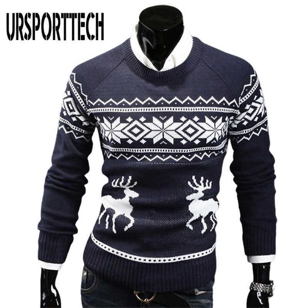 

autumn thin christmas sweater men pullovers deer print oversized knitted sweaters man woman funny ugly christmas sweater 210528, White;black