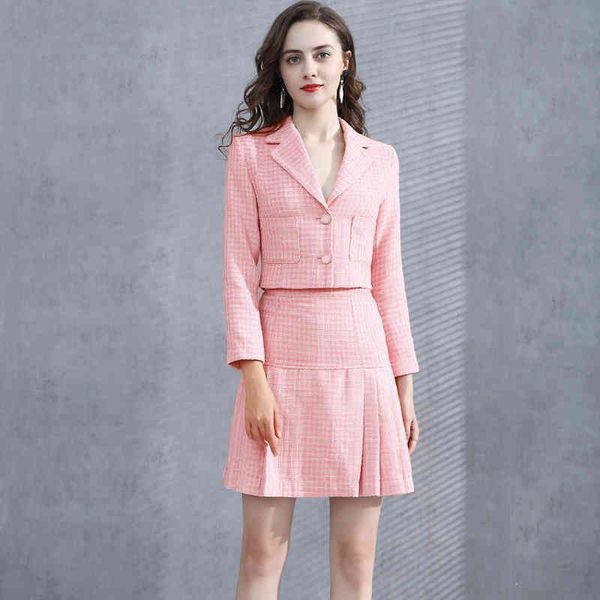

skirt fleece autumn in v pocket sleeve thin jacket fit skirts plied quality fashion women's suits, Black