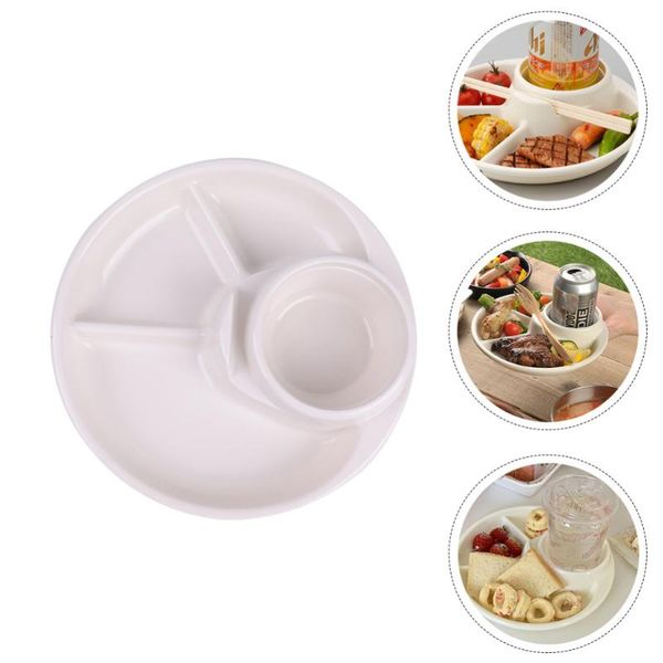 

dishes & plates 2pcs divided dinner plate on diet dining home tableware white