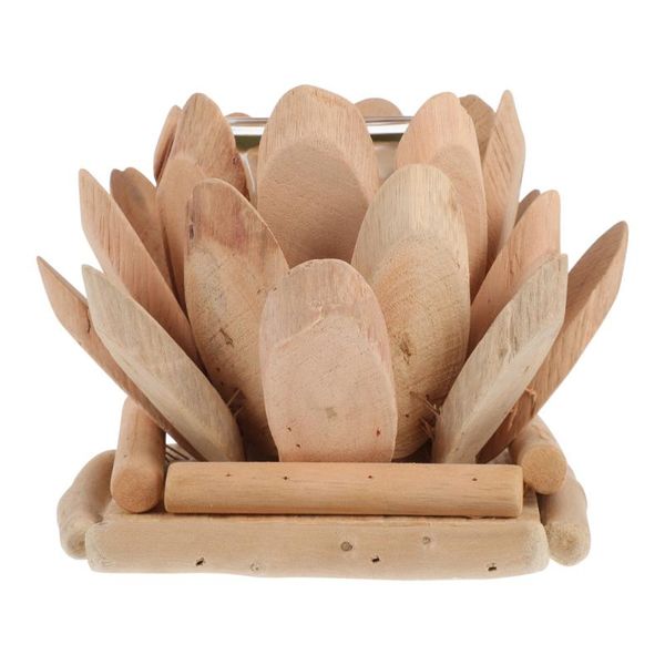 

candle holders wooden lotus holder stand candlestick home tabledecoration ornament