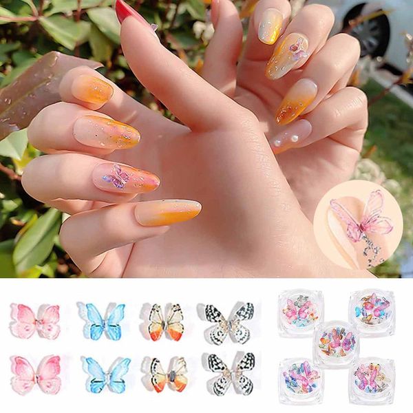 

nail art decorations 3d butterfly jewelry heat shrink film mini finished supplies for professionals equipment decals, Silver;gold