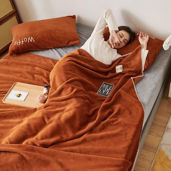 

blankets solid color wafle style sofa blanket knitting covers plaid towel slipcovers protect cover home decor