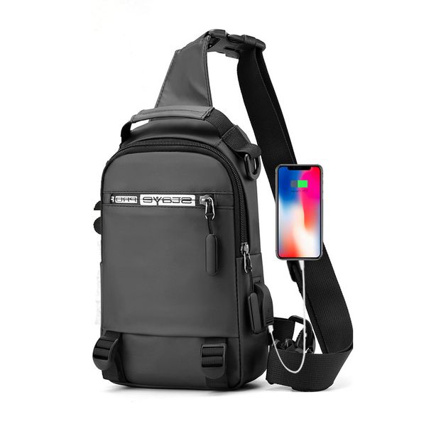 

multi-functional outdoor single-shoulder crossbody bag waterproof backpack adjustable straps new men's usb charging chest