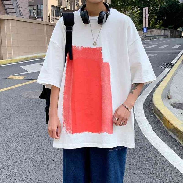 

men's t-shirts summer cotton short-sleeved t-shirt fashion printing casual t shirt men streetwear korean loose o-neck tshirt mens, White;black