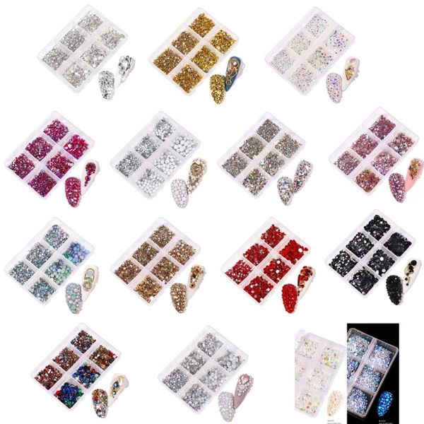 

multi-size glass rhinestones crystals strass partition mixed size diy manicure 3d nails art decorations nail, Silver;gold