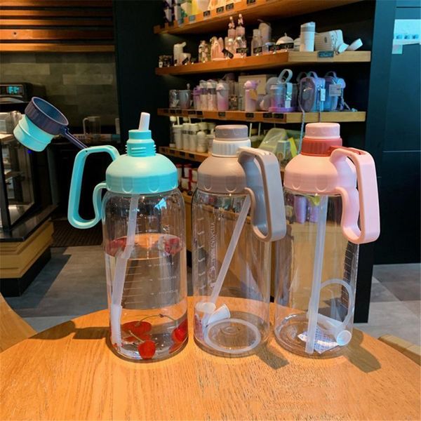 

water bottle 1800ml plastic cup outdoor sports with handle large capacity portable space for male and female students