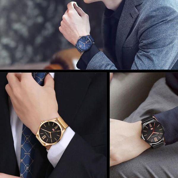 

classic simple design luxury brand men's analog watches man 3atm waterproof clock japanese quartz steel wristwatch, Slivery;brown