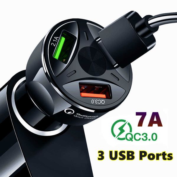 Car carregador de isqueiro do carro Auto USB QC 3.0 Carga rápida 3 USB Splitter 12V Universal para celular DVR GPS MP3 Accessories Car