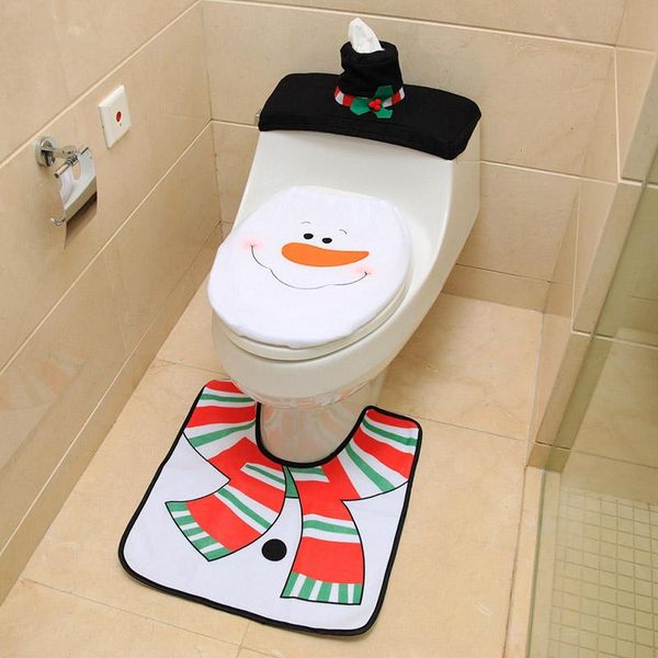 

toilet seat covers 3pcs snowman cover funny christmas decorations bathroom washable cartoon set