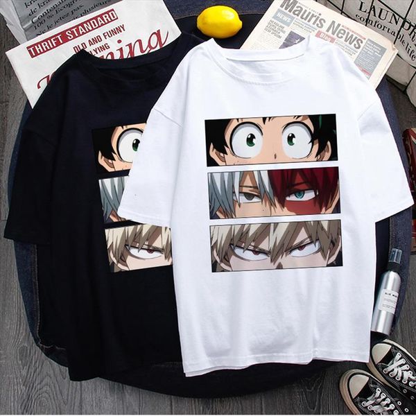 

my hero academia funny cartoon mens t shirts boku no anime himiko toga graphic hip hop tees male, White;black