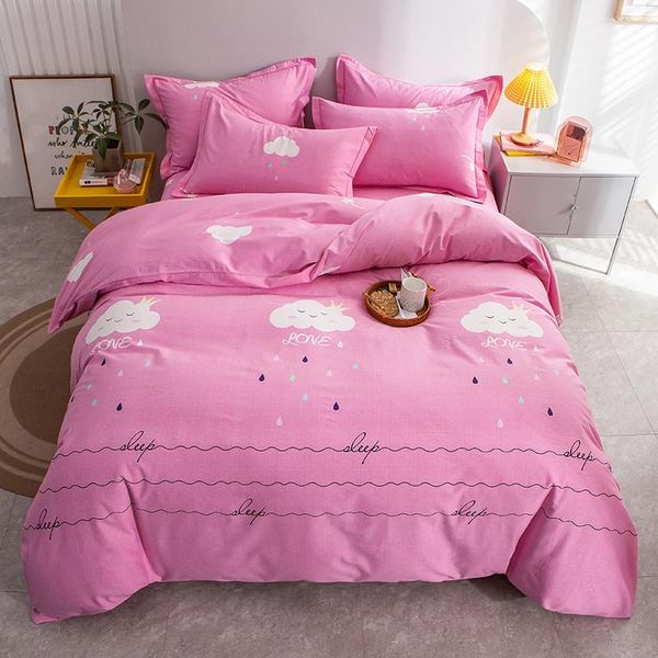 

bedding sets pink/blue clouds print bed cover set cotton kids girl duvet sheets pillowcases comforter x15
