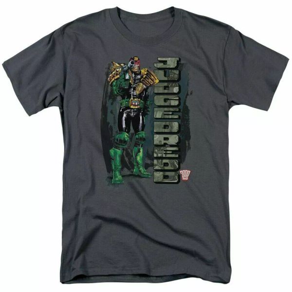 

judge dredd blam t shirt mens licensed dc comics tee charcoal, White;black