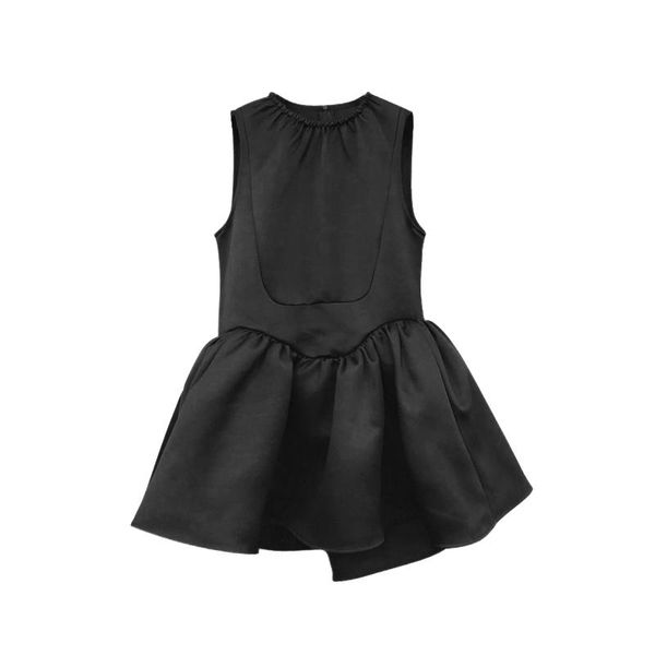 

casual dresses fall 2021 solid o neck sleeveless tank a-line ruffles above knee, mini summer for women, Black;gray