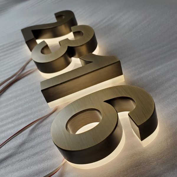 

factory retro led channel letter bronze/copper house numbers white/warm light other door hardware