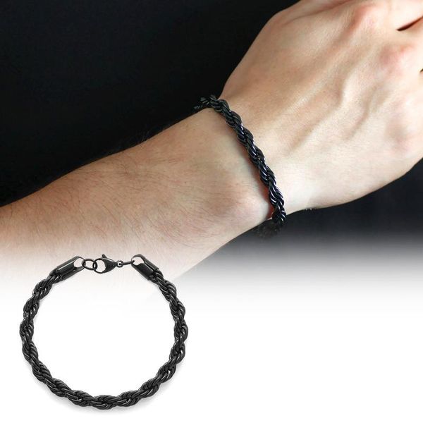 

bangle tesbihane black color steel men 's rope bracelet