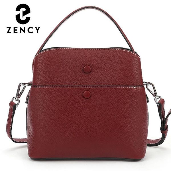 

cross body zency style bucket bags 100% genuine leather handbag female shoulder bag large capacity women crossbody high quality