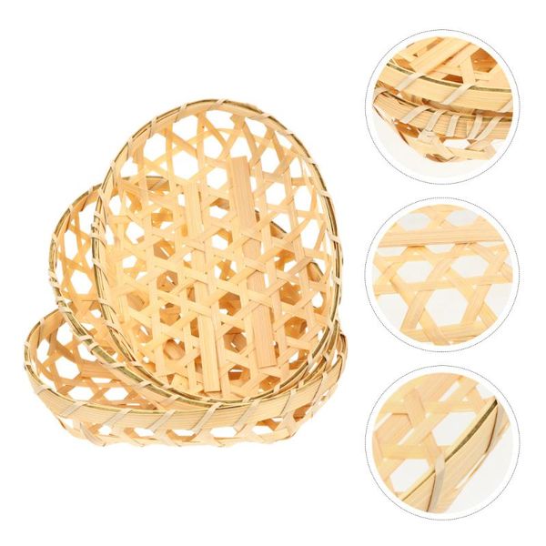 

storage baskets 3pcs bamboo weaving basket fruit rattan bread sundry mini container