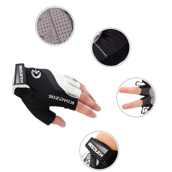 

cycling gloves 1 pair outdoor sports half finger non-slip breathable workout for climbing fishing riding size (white), Black