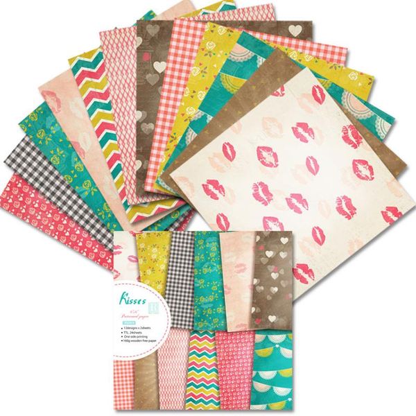 

sheets 6"x6" kisses patterned paper pad scrapbooking pack handmade craft background alinacraft gift wrap