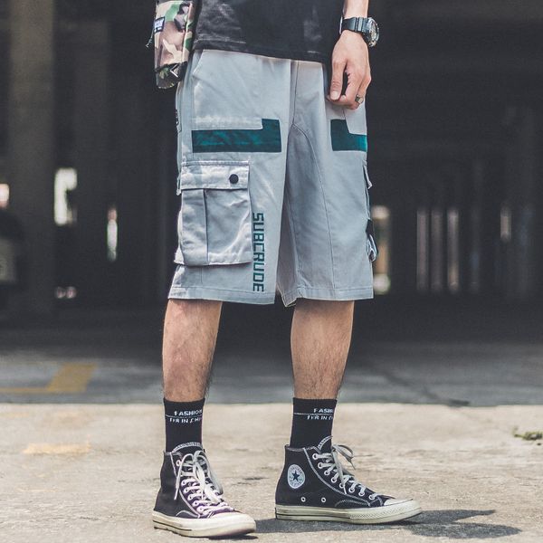 

shorts 2021 summer tooling men's korean fashion big pocket capris loose and trendy casual pants middle, White;black