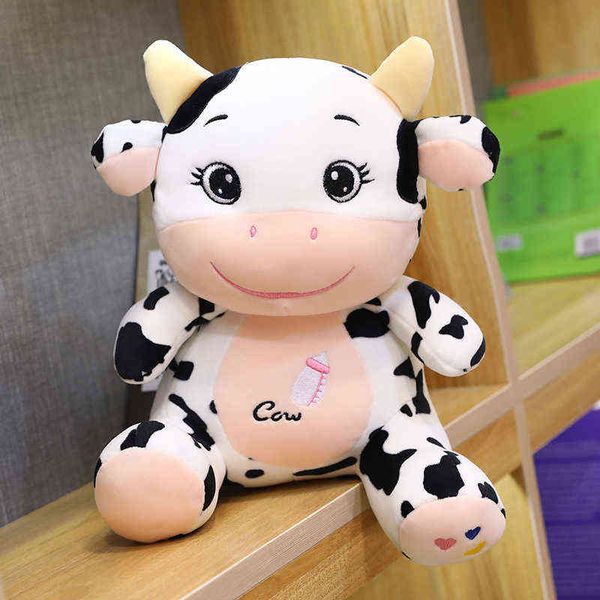 1pc 22/26CM Kawaii Baby Kuh Plüsch Spielzeug Gefüllte Weiche Tier Nette Rinder Puppen für Kinder Mädchen wohnkultur Beschwichtigen Geburtstag Geschenk Y211119