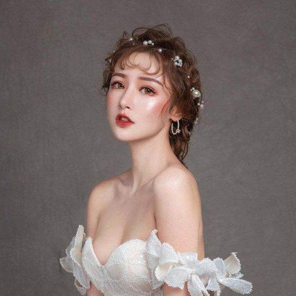 

hair clips & barrettes band simple temperament handmade beaded sweet wedding dress po accessories ea, Golden;silver