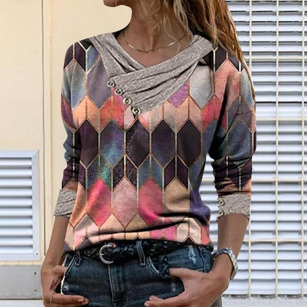 

women's t-shirt tie-dye printed t shirt women long sleeve pullover vintage fashion elegant casual winter camisetas manga larga mujer, White