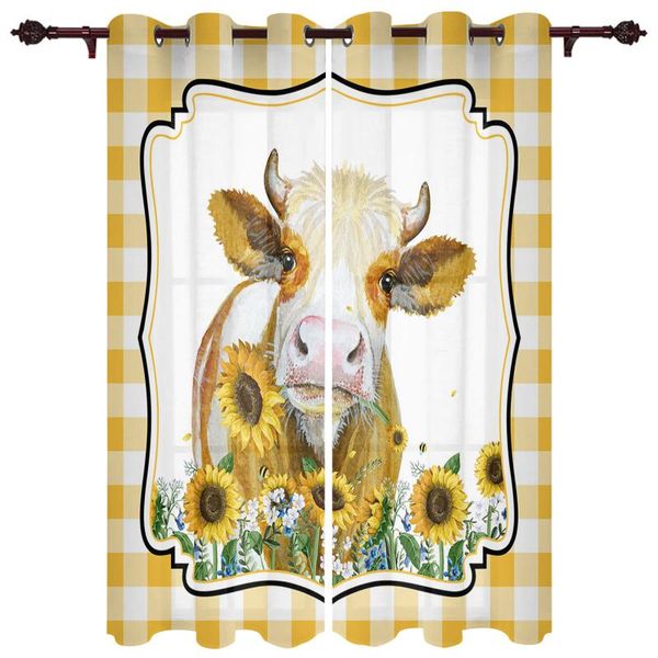 

curtain & drapes modern curtains farm cow sunflower yellow plaid baby room bedroom creative kitchen living terrace valance