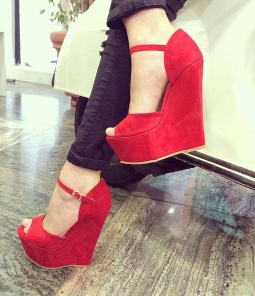 

,women's wedge sandals, women's red 15cm and fashionable sandals, Black