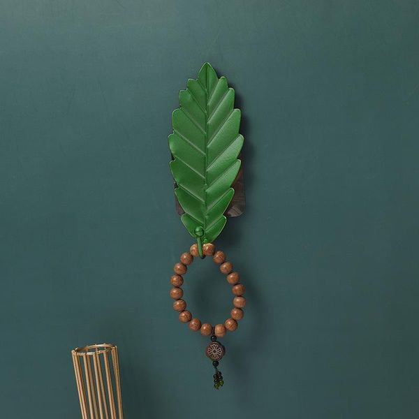 

metal wall hook creatives leaf shaped coat key no-punch holder rack for bedroom living room fas6 hooks & rails