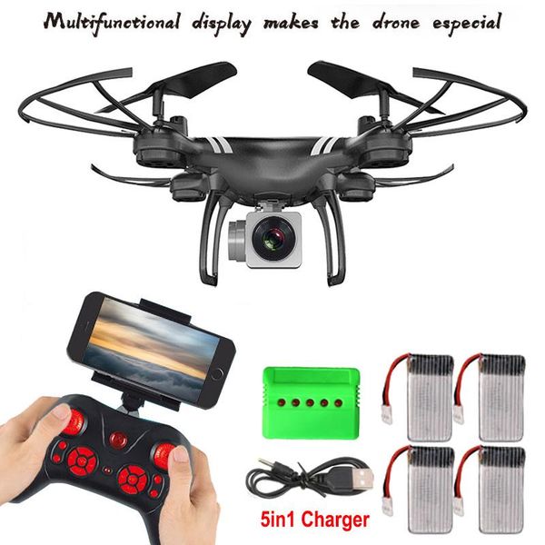

drone wifi fpv hd adjustable camera altitude hold one key return/landing/ off headless mode quadcopter toys for kids drones