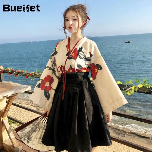 

woman kimono dress japanese style retro floral party summer fashion outfits girls yukata and skirt ethnic clothing, Red