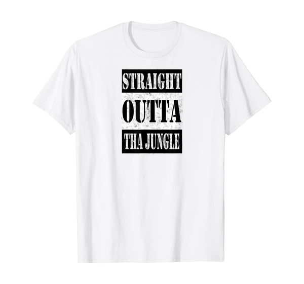 

straight outta tha jungle marin city t-shirt, White;black